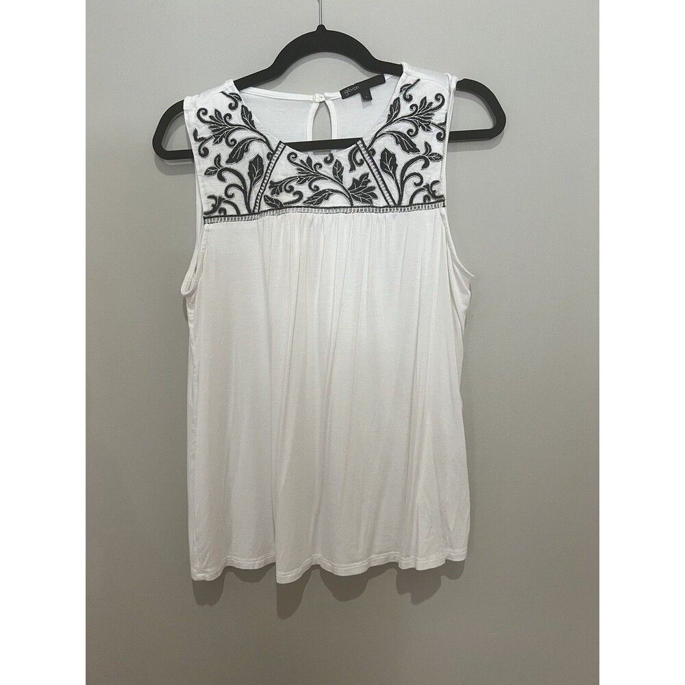 Gibson White Tank with Black Detail on Top Keyhole Back - Large